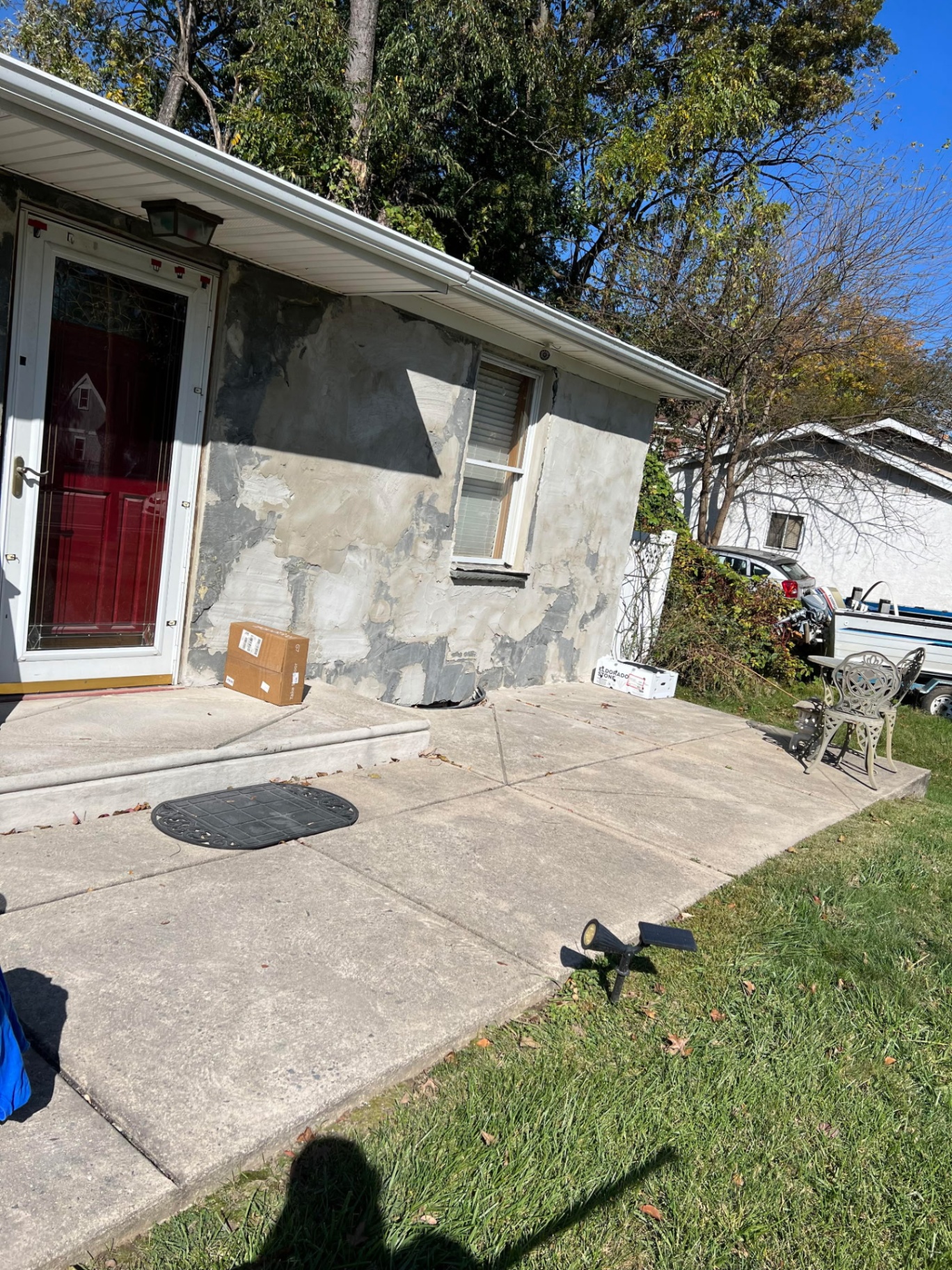 Foundation to Stone Veneer Facade — before